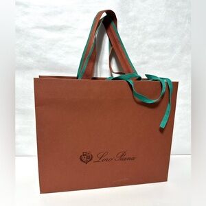 Loro Piana Holiday Shopping Gift Bag Brown Gold 11.75x9x4